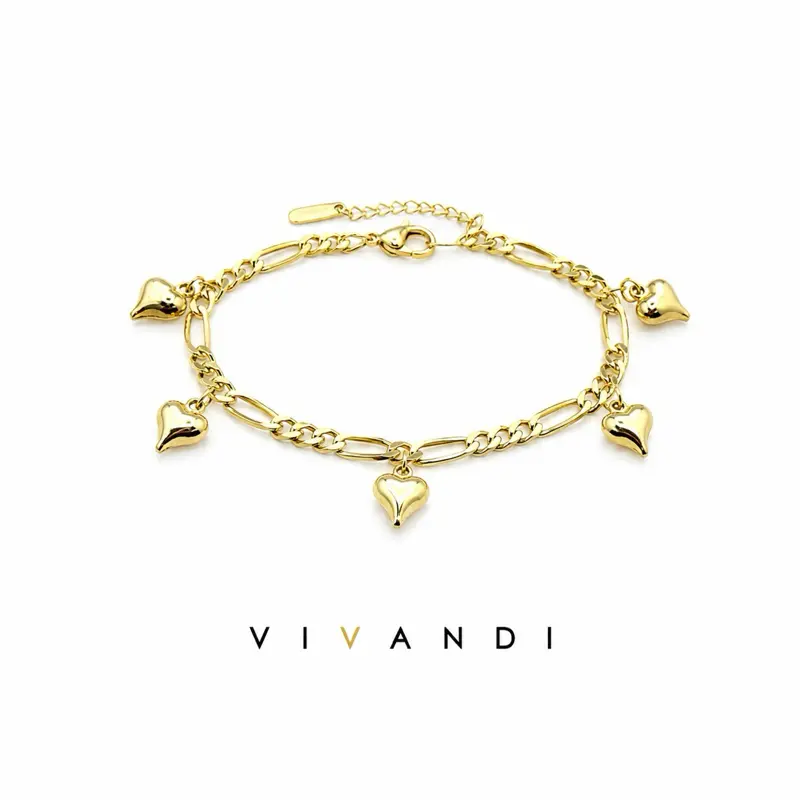 Vivandi Dangling Heart Charm Bracelet