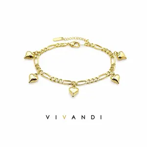 Vivandi Dangling Heart Charm Bracelet
