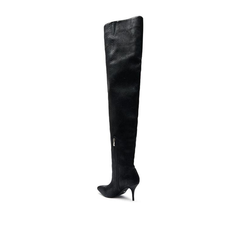 AZALEA WANG HALINA BLACK SNAKE THIGH HIGH BOOT