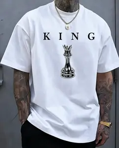 THE KING Men's Chess T-Shirt with Chess Piece Print (King, Queen, Rook, Pawn) - Soft Breathable Cotton Casual Round Neck Tee Suitable for Chess Tournaments & Casual Attire - Year-Round 180Gpure cotton