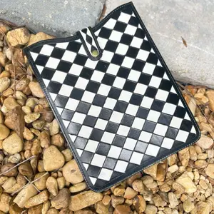 Checker leather iPad case 11x9”