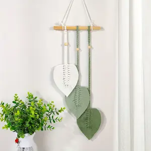 Modern Bohemian Handwoven Leaf Tapestry Wall Hanging | Geometric Pattern, Non-Textile Weaving, Indoor Spandex Wall Art for Living Room, Bedroom, Home Decor, Hangable | Ideal Gift for Mom on Halloween, Christmas