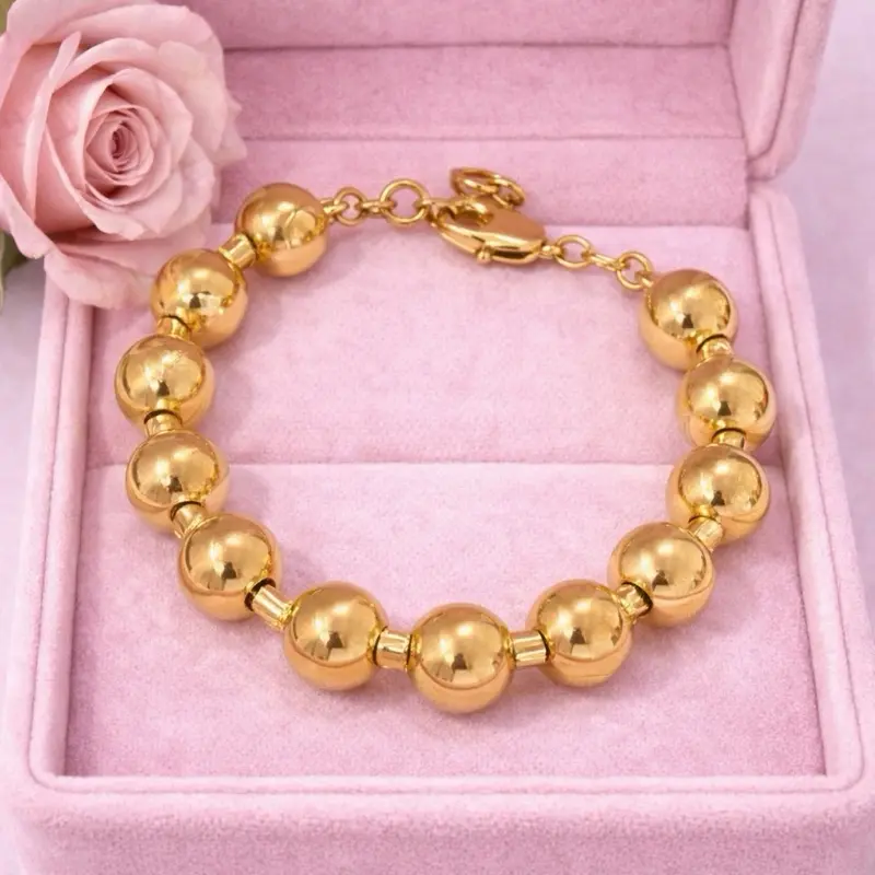 Pulsera de balín en stainless steel PVD 18 k 7 1/2 inches plus extension