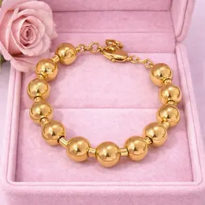 Pulsera de balín en stainless steel PVD 18 k 7 1/2 inches plus extension
