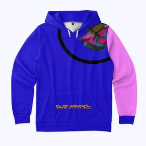 Emad Apparel Alloverprint Pink and Blue Hoodie - 100% Polyester Fleece Menswear Sweaters Tops Pullover Long Sleeve Man