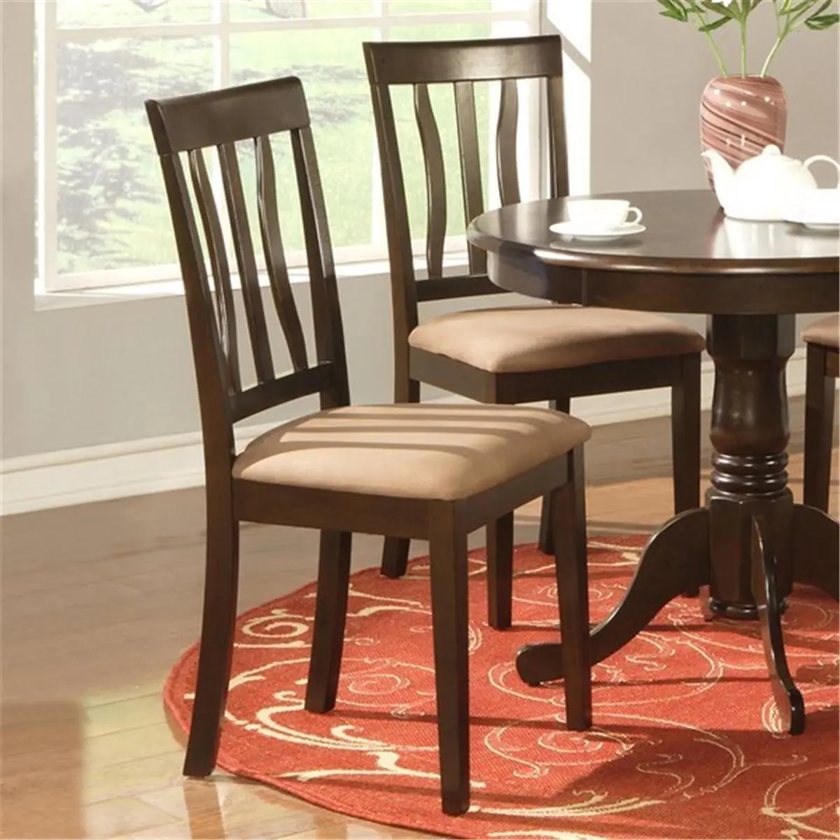 212 MAIN Antique Rubberwood Chair Seat Cushions - 2 Seats, Indoor Use, Slatted Back Compatible, Imported, Cappuccino Color (AD01-CC-CAPP), Two Seats