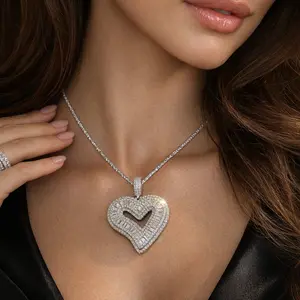 Iced-Out Double Heart Pendant Necklace