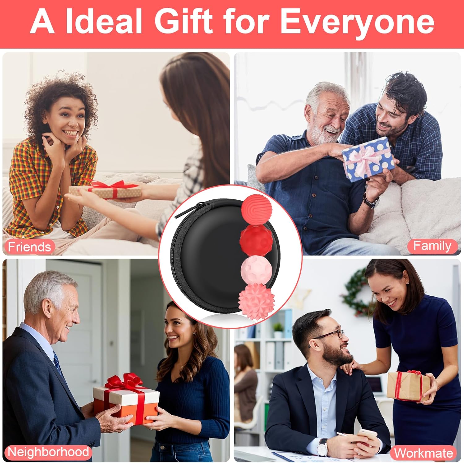 Silicone Magnetic Balls Fidget Toys for Adults & Teens, 4PCS Stress Relief Sensory Toys for Autism ADHD Anxiety Fun Textures Gadgets Office Desk Toy for Kids Adults