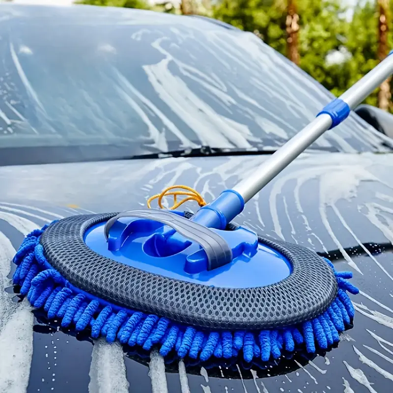 Chenille Microfiber Sponge Car Wash Brush Mop Set, Non-Scratch Paint-Safe 2-In-1 Cleaner, Extended-Length Handle for Auto, Truck, Suv, Trailer & Boat, Auto Wash Accessories, Car Washing Kit, Car Cleaning Kit