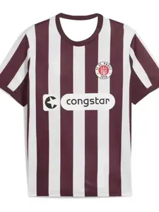 Striped Football Jersey, Unisex Vintage Soccer T-Shirt, Breathable Sportswear for Viewing Days & Daily Wear