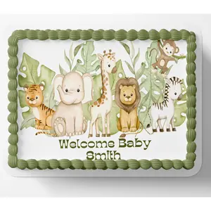 SAFARI BABY SHOWER Cake Topper Edible Image Jungle baby shower Edible Image Safari Baby shower cake Decorations Personalized cake topper