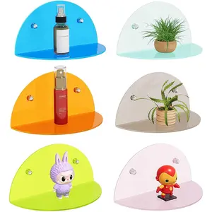 6 Pack Small Wall Shelf, Colorful Acrylic Shelves for Wall Mounting, No Drilling Floating Shelf for Home Décor and Office, Display Ledges Popmart Funko Figures