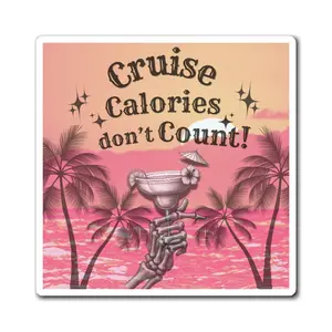 Cruise Calories Don't Count magnet | Tropical cocktail palm trees door magnet
