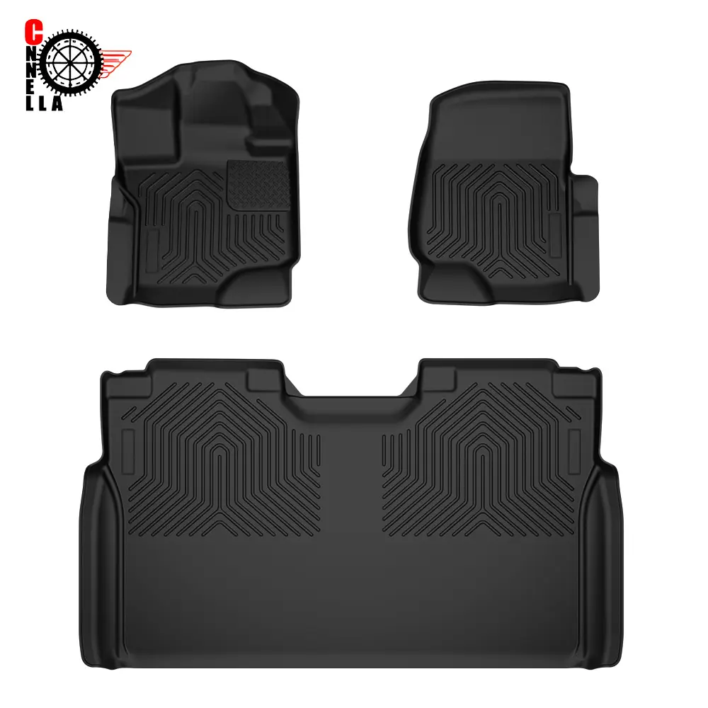 TPE Custom Weatherbeater Floor Mats, Black Anti-Slip Car Interior Accessory, Fits 2015-2024 Ford F150 Super Crew (94041), Truck Accessory Automotive, Spill Protection, Pre-Cut Shape