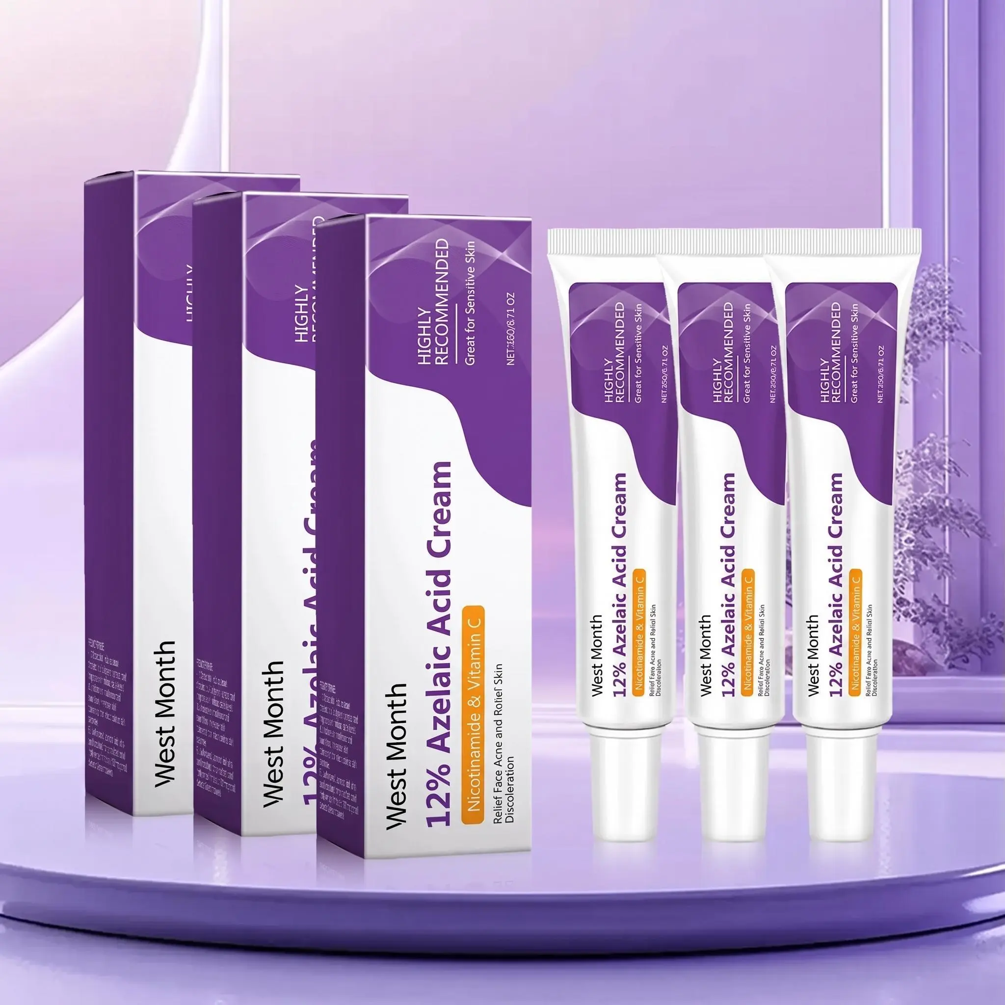 12% Azelaic Acid Cream with Niacinamide & Vitamin C for Sensitive Skin, Facial Blemish & Uneven Tone Daily Care 20g