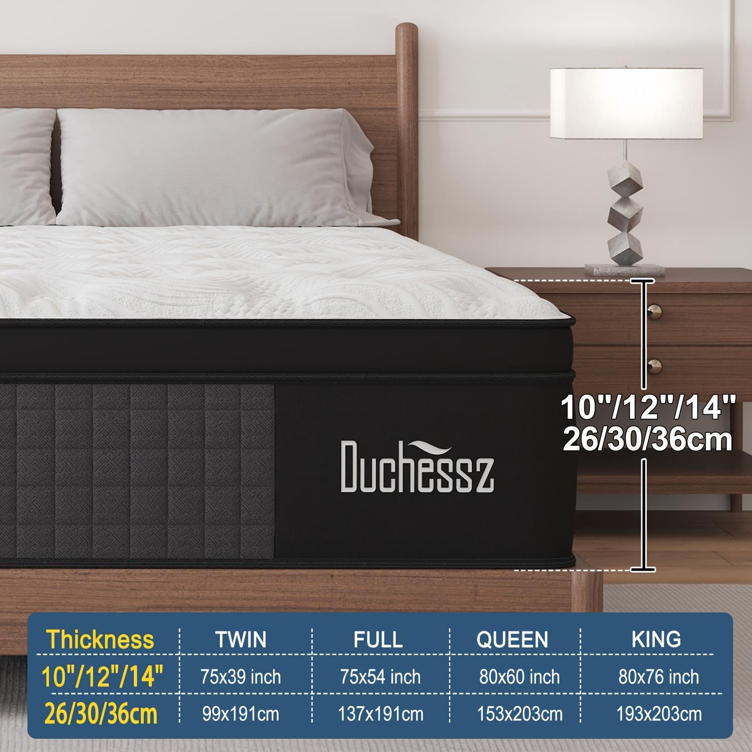 Duchess 10"12"14" Twin Full Queen King Size Mattress In A Box Hybrid Pocket Spring Gel Memory Foam, Motion Isolation Medium Firm