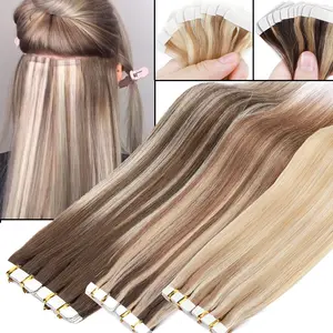 40pcs 100g THICK Tape In REAL Remy Human Hair Extensions Tape On Skin Wefts add volume Highlight Balayage Ombre Blonde 14" 16" 18" 20" 22" 24" Long US