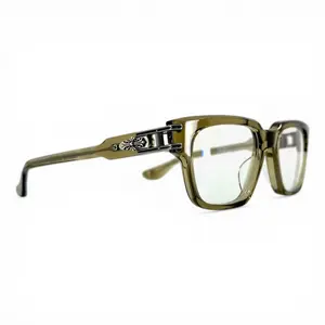 Chrome Hearts Full-Rim Bulge Frame Eyeglasses - Transparent Grey Frame, Silver Accents