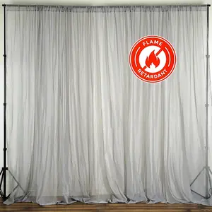 2 Pack 5ftx10ft Silver Chiffon Backdrop Drape Curtains, Durable Flame Resistant Sheer Organza Event Divider Panels With Rod Pockets