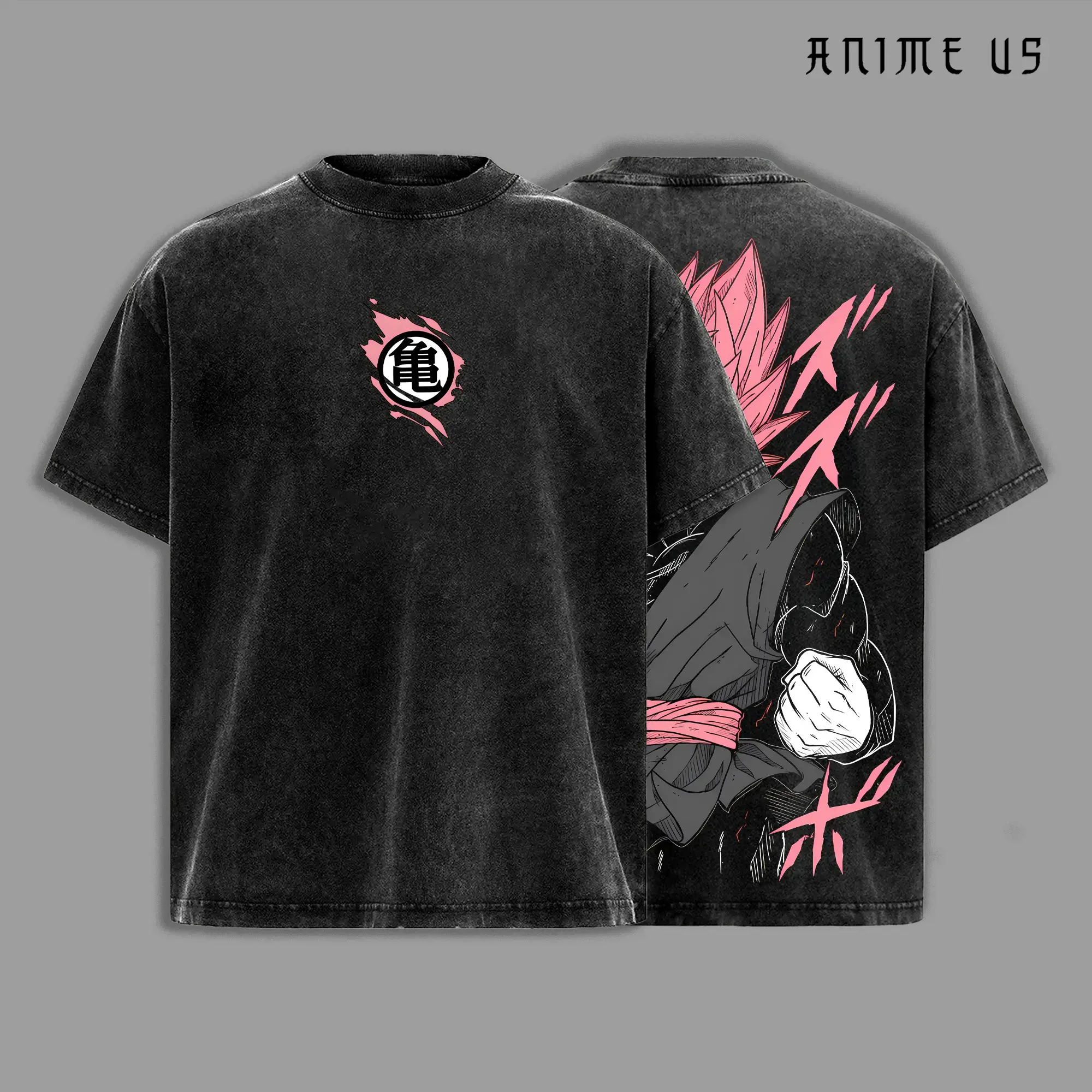 Pink Warrior Transformation Oversized Tee - Vintage Washed Anime Streetwear Heavy Cotton Graphic Top, Inspired by Legendary Fighter Power Form for Fans & Hip Hop Fashion Lovers, Trendy Cyber Y2K Aesthetic Casual Apparel