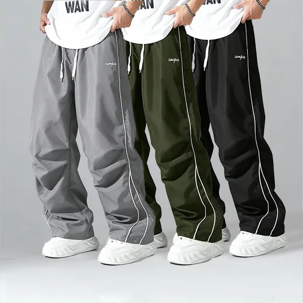 Men’s 3-pack vintage striped casual sweatpants, ruched silhouette, quick-drying and breathable, suitable for outdoor activities and everyday wear