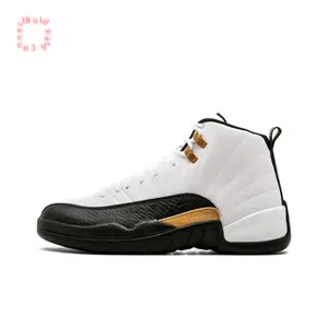 White and Black High-Top Retro Basketball Shoes with White Leather Upper, Black Overlays and Gold Lace Locks
