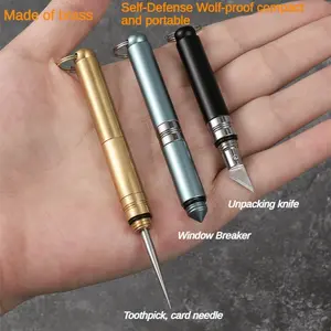 Copper Toothpick Knife Keychain, Multi-Functional Card Picker, Unboxing Tool, Dental Pick, Fixed Blade Surface, 1 Piece