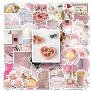 50PCS Pink INS Style Stickers - Cute Aesthetic DIY Decals, Waterproof for anxiety Phone Cases, Luggage, Journals & More