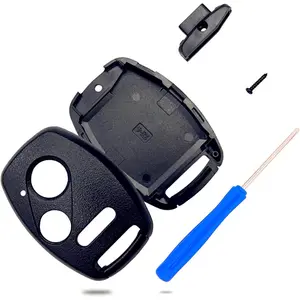 Cutting Not Required - Key Fob Case Replacement for Honda Accord Crosstour Civic Odyssey Fit CR-V CR-Z Remote Control Car Key Fob Cover Shell (Black)