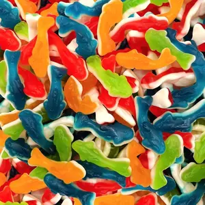 Gummy Sharks Candy Mix | 2 Pound Bag | Assorted Fruit Flavors Shark Gummies | Chewy Gummy Fish for Parties & Candy Buffets | Blue Raspberry, Lime, Lemon, Cherry