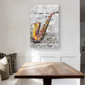212 MAIN 24x36 in. Aluminium Street Graffiti Saxophone Metal Print - Artistic, Colorful Designs, Vibrant Contemporary Wall Decoration for Home, Thoughtful Home Decor Gift