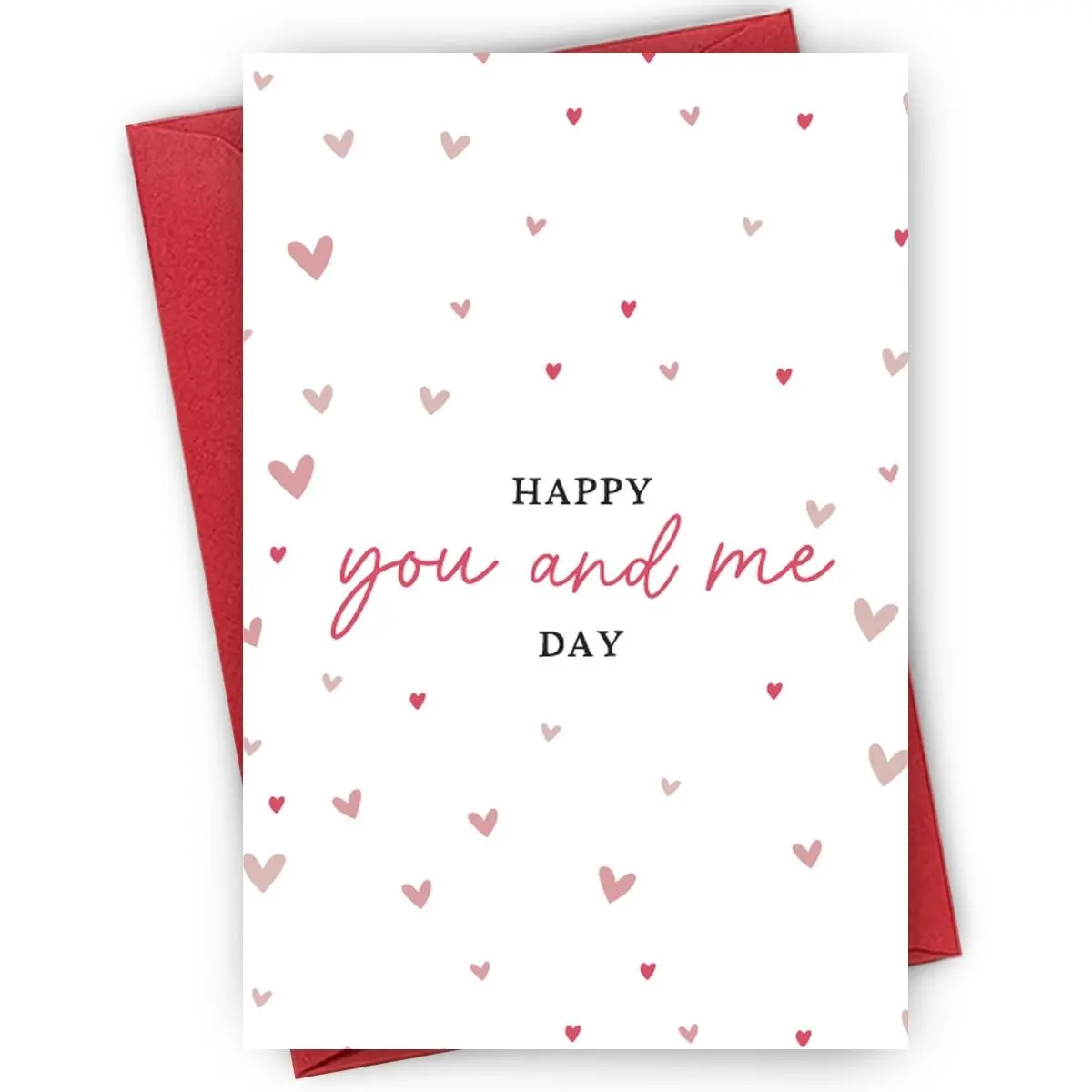 1PC Sweet Valentine's Day Card with Heart Pattern and "Happy You and Me Day" Design, For Romantic Partners Including Boyfriends, Girlfriends, Husbands and Wives, Perfect for Conveying Intimate Valentine's Wishes