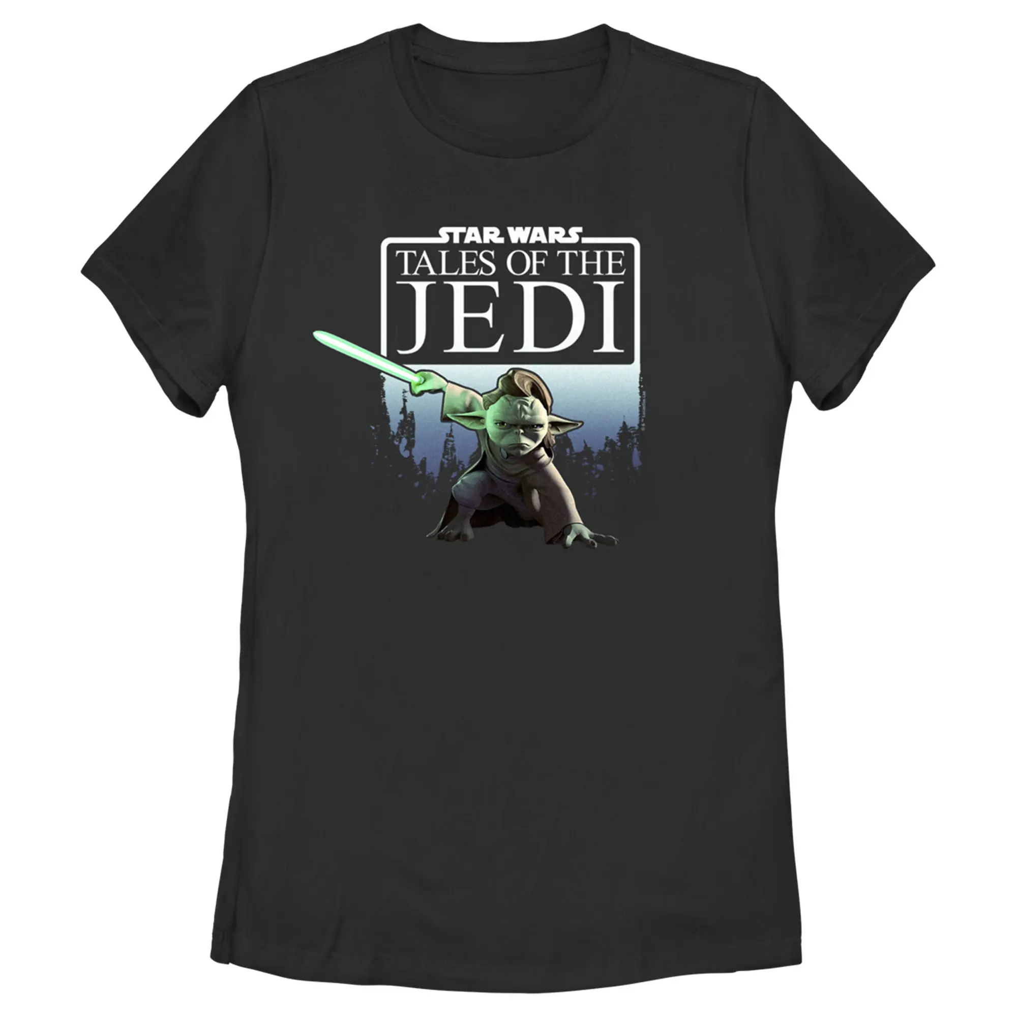 Women's Lady's Fit Casual Short-Sleeve Round Neck Graphic Top, Star Wars: Tales of the Jedi Yaddle Printed Tee
