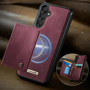 Magnetic Case for Samsung Galaxy A56/a55/a57/a54/a53/a17/a16/a52/a15/a14/a13 5g, Business Style, Leather-Like, Dual Card Slot, Cash Wallet, Travel Essential
