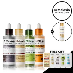 [Dr.Melaxin Official] Peel Shot Exfoliating 4-Step Set | Glow Rice, Kojic Turmeric, Cactox Serum for Pore Clearing, Reducing Puffiness & Hydration Barrier