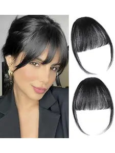 Women Air Bangs Wig Mini Hairpiece with Side Corners Invisible Fiber Extension, No Trace Synthetic Hair Replacement, Synthetic Hair Pieces