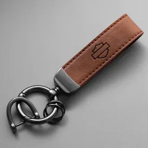 Luxury Metal Leather Keyring for Men & Women, Harley-Davidson Compatible Accessory, Ideal for 86-92 Fxrt Models, Stylish Motorcycle Gear