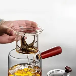 High Borosilicate Intuition Kettle Thick Heat Resistant Glass Tea Filter Set, Home Side Handle Teapot, Gongfu Tea Tools Kit