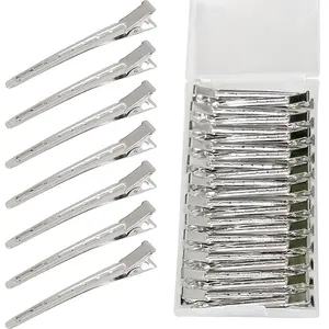 Metal  Duck Billed Clips: 24 count Long Hair Sectioning and Curl Clips for Women with Case