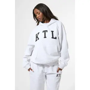 Kaiia KTL Logo Oversized Hoodie Light Grey Marl