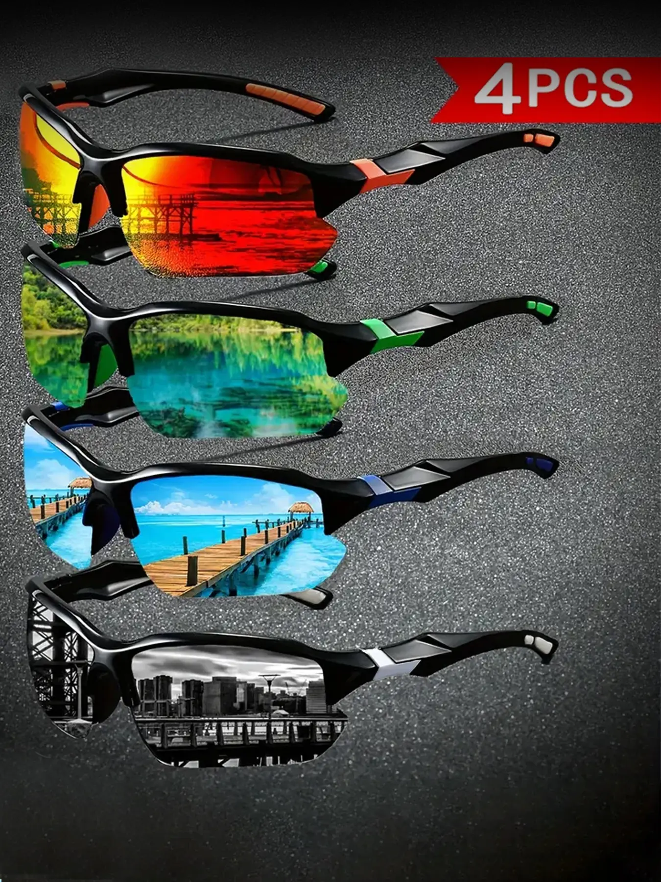 Half Frame Wrap Glasses Set, Trendy Casual  Glasses for Everyday Use, Fashion Accessories for Outdoor Activities, Stylish Glasses, Casual Shades