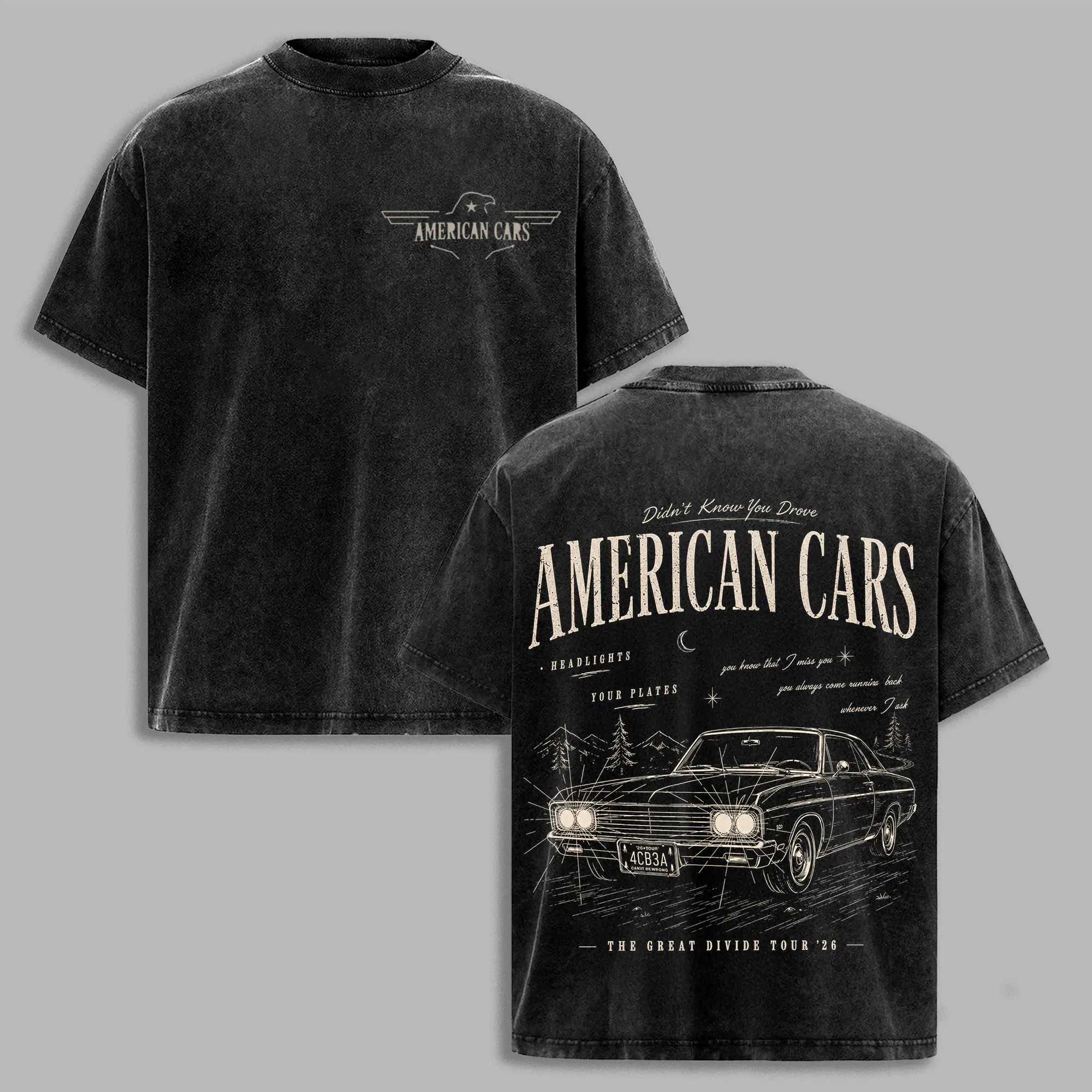 Noah Kahan American Cars Vintage Shirt, Folk Music Song Lyrics Inspired Tee, The Divide Tour Shirt, NK Merch Concert Shirt  Country Festival Fan Gift