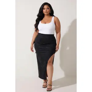 Plus Size  Alina   Cargo Maxi Skirt- Black