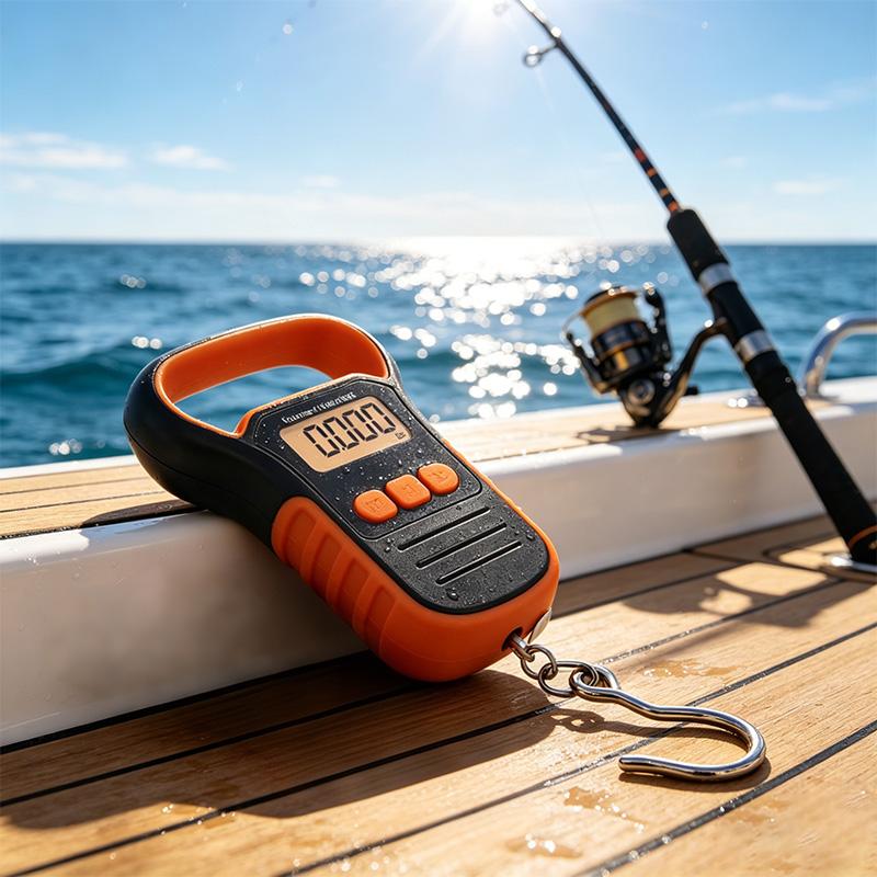 110lb/50kg Capacity Professional Fishing Scale, Fish Scale, Hanging Scale – With Fishing Lip Gripper, Waterproof, Backlit Night Light, LB/OZ/KG Unit Conversion, Memory Function & Measuring Tape | Portable Set Includes Lip Clamp, Battery