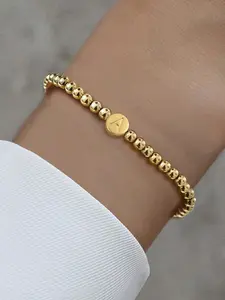 Letter A Initial Bracelet, Stainless Steel Jewelry for Women & Girls, Trendy All-match & Exquisite Jewelry for Birthday Gift