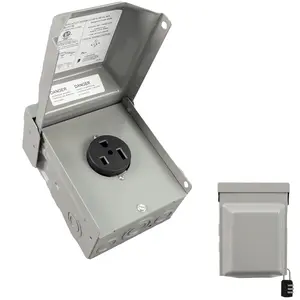 50 Amp NEMA 5-50R Power Outlet Box 125 , Heavy Duty Lockable Weatherproof Outdoor Electrical Panel, Outdoor Receptacle for EV RV Generator Camper Trailer Motorhome, ETL Listed, HDS2-002