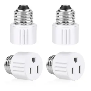 Outlet Light Socket Adapter,Screw in Outlet Socket,E26 Light Bulb to Outlet Socket Converter,Light Bulb Plug Adapter for Porch Light Socket,Camera,Garage Light (4)