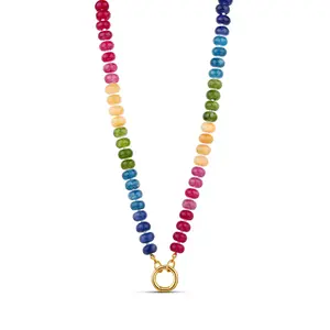 Stone Beaded  Push Clasp Necklace