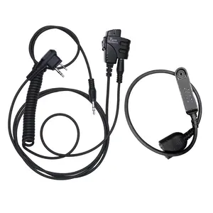 Push-to-Talk Cable with 3.5mm Audio Adapter - PTT Button for Kenwood K1 and Baofeng Waterproof Radios - Compatible with 3.5mm Electronic Earmuffs (Clip Without Velcro, Baofeng UV9R Connector)