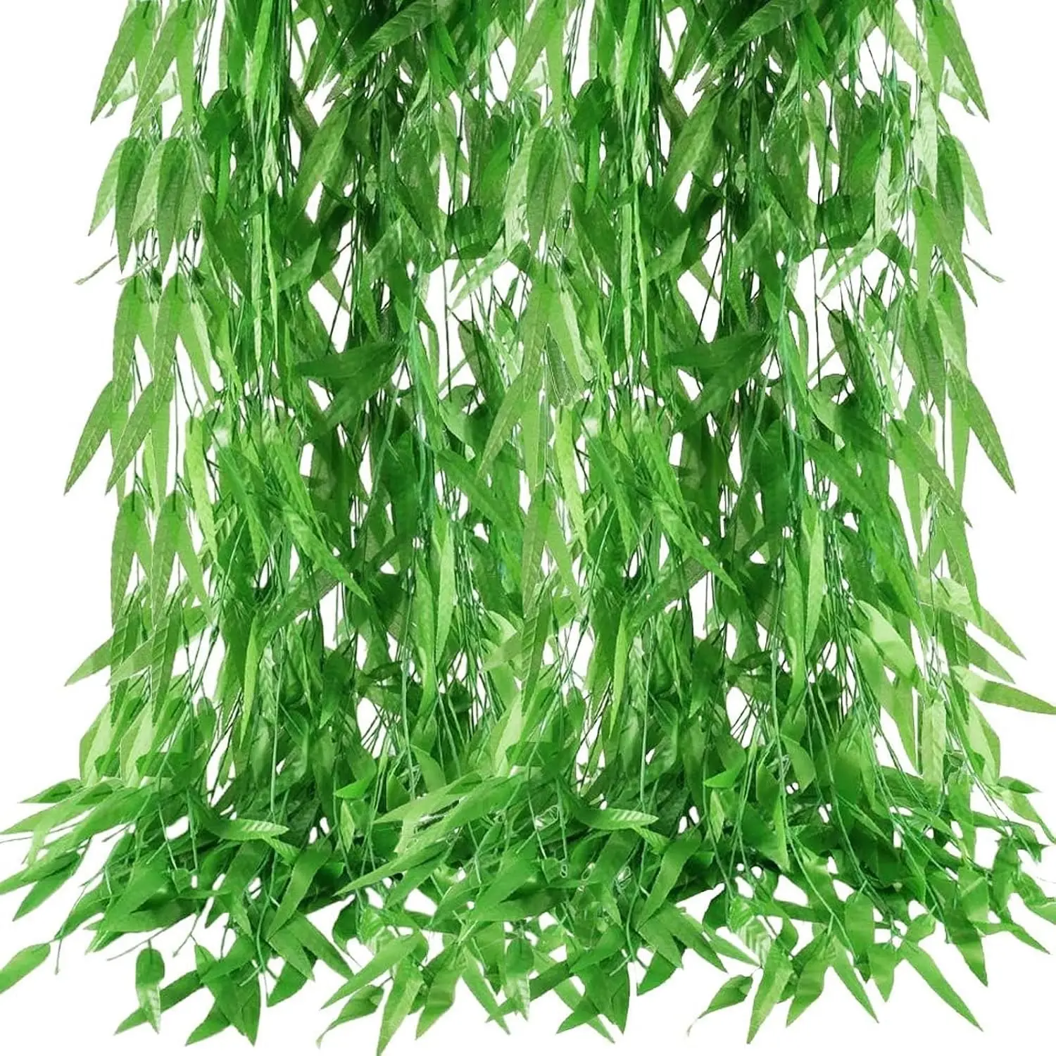 50pcs 300FT Artificial Vine Hanging Greenery Garland, Faux Willow Rattan Vine, Artificial Leaves Garland for Garden Wedding Party Balcony Jungle Aesthetic Decor